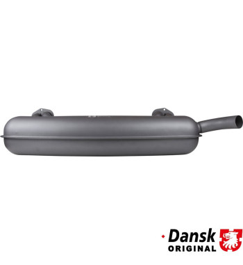 Exhaust rear, with one Ø57 mm tail pipe. Box made of 1.5 mm aluminized steel, tail pipe and inlet of stainless steel. All with g
