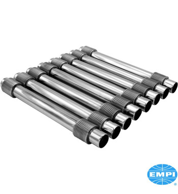 Push rod tube set without seals, 8 pieces. Made of stainless steel. Windage style that extend further into the case to prevent o