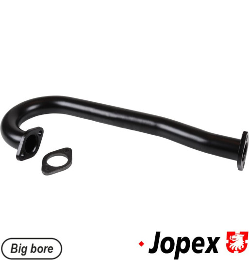 przedniaa rura dłumika od kolektora, wysoka wydajność, prawa Ø 38 mm, z kołnierzami przyspawanymi na obu końcach. Dostarczana z