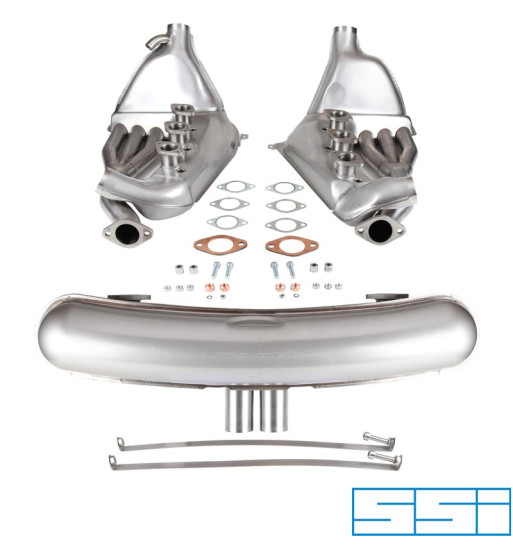 Exhaust set, Sport, with two center Ø63 mm GT3 tail pipes. Including Big Bore heat exchanger with Ø41 mm tubes. For 2.7/3.0 mode Exhaust set, Sport, with two center Ø63 mm GT3 tail pipes. Including Big Bore heat exchanger with Ø41 mm tubes. For 2.7/3.0 mode