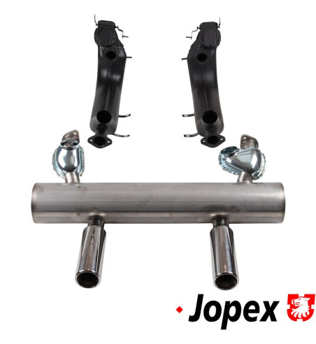 Exhaust set, Performance, with two tail pipes and high performance heat exchangers. Exhaust and tail pipes made of stainless ste