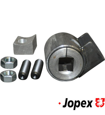 Front axle beam adjuster. The adjuster can be welded in place to raise or lower the ride height. Fits vehicles with link pin. On