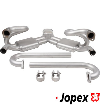 Manifold sports exhaust, Sebring style, with 2 silencers and J-tubes replacing the heat exchangers, inlet pipes Ø38x1,5 mm, outl
