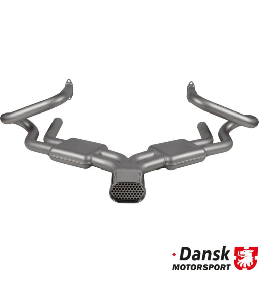 Manifold exhaust with boxes and oval tail pipe, Sport, Sebring style. With 8 mm flanges. Polished tail pipe. Made of glass bead Manifold exhaust with boxes and oval tail pipe, Sport, Sebring style. With 8 mm flanges. Polished tail pipe. Made of glass bead