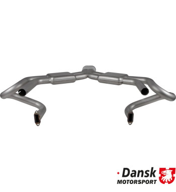 Manifold exhaust with boxes and oval tail pipe, Sport, Sebring style. With 8 mm flanges. Polished tail pipe. Made of glass bead 