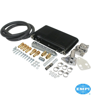 Oil cooler set, Competition, with 48 plates. Includes oil cooler, bypass adapter, remote filter bracket, high-temperature hose a