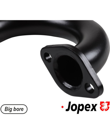J tube, high performance, left. Ø 38 mm, with flanges welded on in both ends. Supplied with loose flange to weld on the sport ex