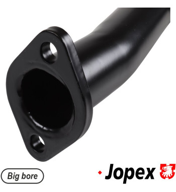 J tube, high performance, left. Ø 38 mm, with flanges welded on in both ends. Supplied with loose flange to weld on the sport ex