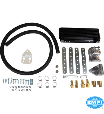Oil cooler set, Competition, with 24 plates. Includes oil cooler, bypass adapter, remote filter bracket, high-temperature hose a