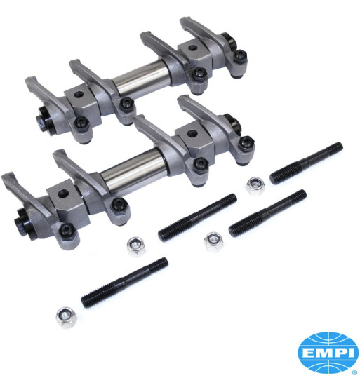 Rocker arm set with bushings, forged, ratio 1:1.25, 8 pieces. Made from forged chromoly and then precision ground and heat treat