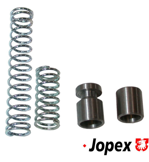 Oil booster kit, dual. Specially designed larger piston and stronger spring increase oil pressure throughout the system. A must 