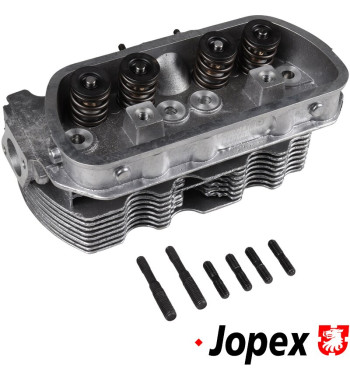 Cylinder head, 040, new, single port, complete with valves. Inlet valves 35x8 mm and exhaust valves 32x8 mm. Spark plug M14x1,25