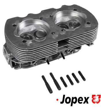 Cylinder head, 040, new, single port, complete with valves. Inlet valves 35x8 mm and exhaust valves 32x8 mm. Spark plug M14x1,25