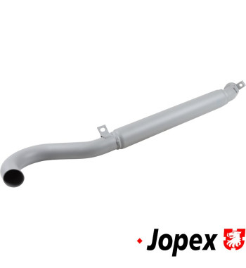Tail pipe with damper, length 765 mm. Outlet in right side of the vehicle. Fits exhaust box 021251101D. Made of steel with grey 