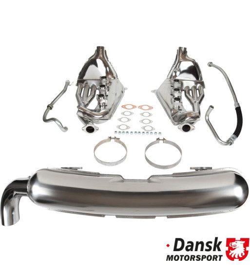 Exhaust conversion set, free-flow, with one Ø84 mm tail pipe. IMPORTANT: Major modification needed on engine tin ware when insta