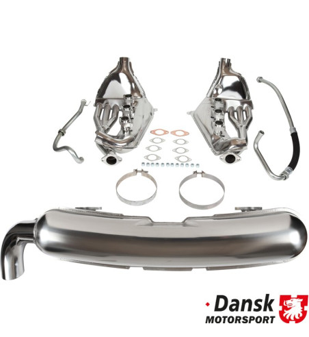 Exhaust conversion set, free-flow, with one Ø84 mm tail pipe. IMPORTANT: Major modification needed on engine tin ware when insta