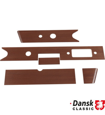 Dashboard trim set, genuine 3-layer maghoni wood , 5 pieces. The wood is FSC certified. The pre 06/65 model does not use alu-fra