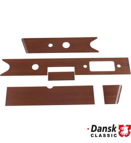 Dashboard trim set, genuine 3-layer maghoni wood , 5 pieces. The wood is FSC certified. The pre 06/65 model does not use alu-fra
