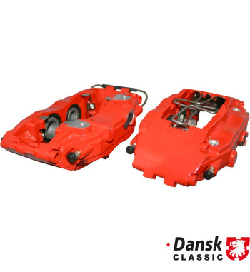 Brake caliper set, front, left/right, Sport, red, powder coating, new, without E-mark, Adapter needed for mounting on 964 C2/C4 