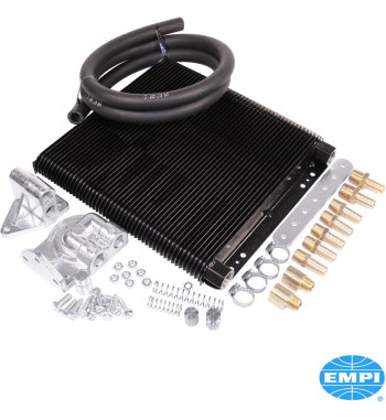 Oil cooler set, Competition, with 72 plates. Includes oil cooler, bypass adapter, remote filter bracket, high-temperature hose a