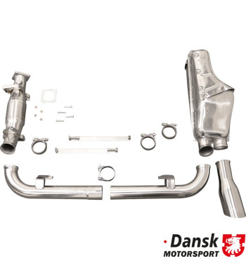 Exhaust set with intermediate exhaust bypass pipes, with one Ø100 mm tail pipe and without heat exchangers. Made of stainess ste