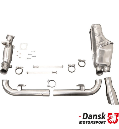 Exhaust set with intermediate exhaust bypass pipes, with one Ø100 mm tail pipe and without heat exchangers. Made of stainess ste