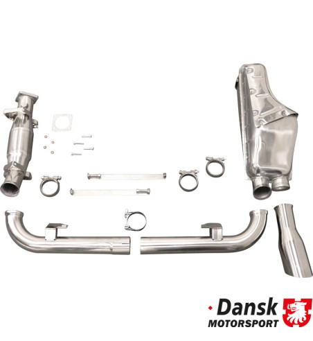 Exhaust set with intermediate exhaust bypass pipes, with one Ø100 mm tail pipe and without heat exchangers. Made of stainess ste