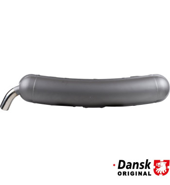 Exhaust rear, with one Ø57 mm tapered cut tail pipe. Made of steel with grey heat resistant paint, tail pipe of polished stainle