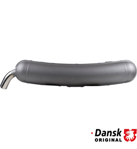 Exhaust rear, with one Ø57 mm tapered cut tail pipe. Made of steel with grey heat resistant paint, tail pipe of polished stainle