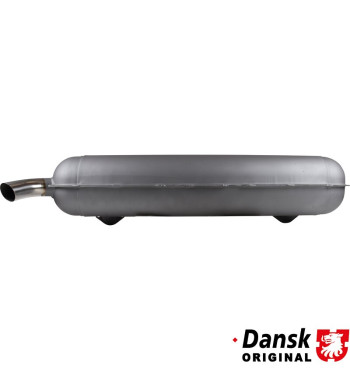 Exhaust rear, with one Ø57 mm tapered cut tail pipe. Made of steel with grey heat resistant paint, tail pipe of polished stainle