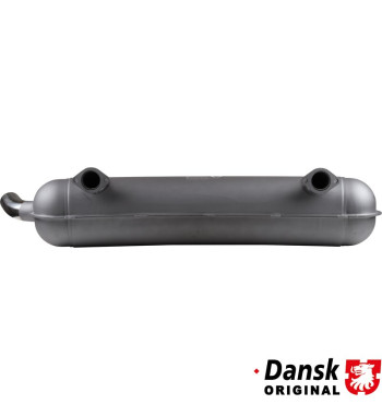 Exhaust rear, with one Ø57 mm tapered cut tail pipe. Made of steel with grey heat resistant paint, tail pipe of polished stainle
