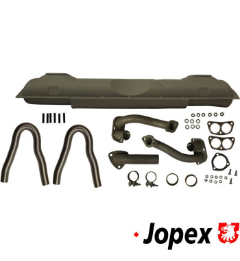 Exhaust set rear, complete with tail pipe and mounting kit. Ready to install! Not like original, but very good and sporty sound.