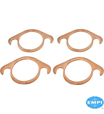 Slip-Flange exhaust port gasket set, inner diameter 1 5/8, 4 pieces. Cutout to allow replacement of leaking gaskets without remo