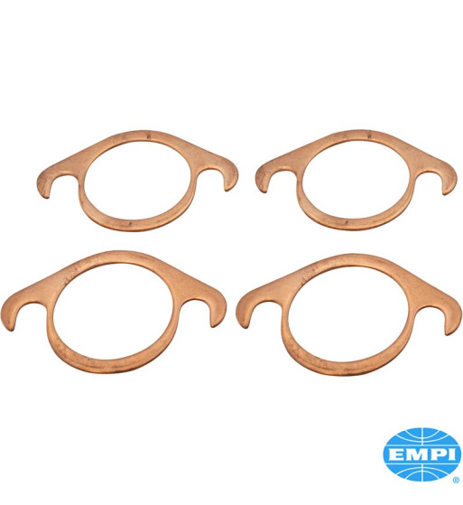 Slip-Flange exhaust port gasket set, inner diameter 1 5/8, 4 pieces. Cutout to allow replacement of leaking gaskets without remo