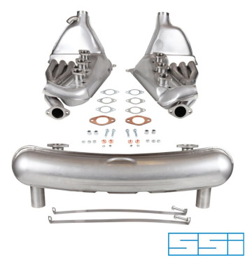 Exhaust set, Racing, with two Ø63.5 mm tail pipes. Including Big Bore heat exchangers with Ø41 mm tubes. For 2.7/3.0 models also