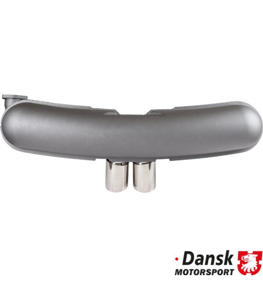Exhaust rear, Sport, GT3 style, with two Ø90 mm center tail pipes. Made of aluminised steel with grey heat resistant paint, tail Exhaust rear, Sport, GT3 style, with two Ø90 mm center tail pipes. Made of aluminised steel with grey heat resistant paint, tail