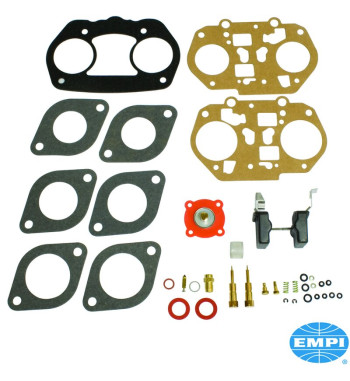 Rebuild kit for carburettor. For D and Dellorto DRLA. Includes accelerator pump diaphragm, float, needle/seat and all necessary 