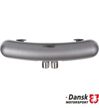 Exhaust rear, Sport, with two Ø76 mm center tail pipes. Made of steel with grey heat resistant paint, tail pipe of polished stai