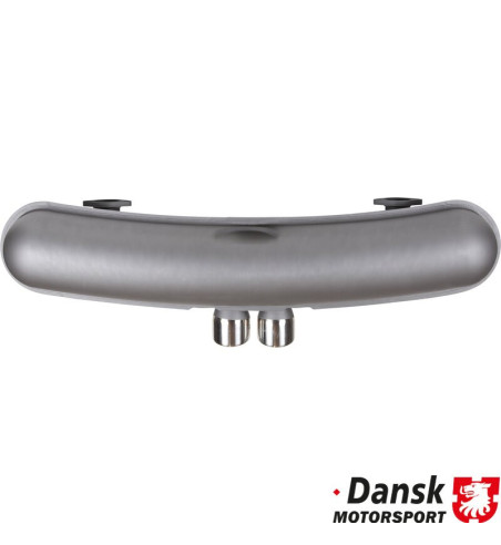 Exhaust rear, Sport, with two Ø76 mm center tail pipes. Made of steel with grey heat resistant paint, tail pipe of polished stai