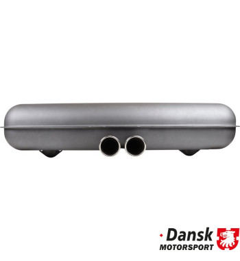 Exhaust rear, Sport, with two Ø76 mm center tail pipes. Made of steel with grey heat resistant paint, tail pipe of polished stai