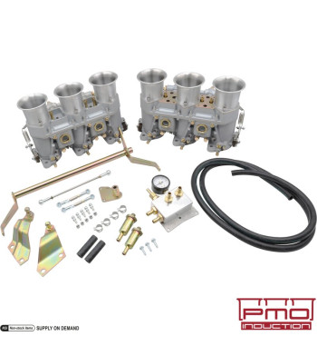 Complete carburettor set, 40 mm, choke 32, mains 125, air corrector 180. Includes carburettors, linkage and regulator. Street se
