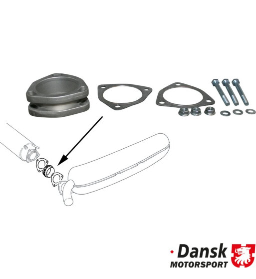 Exhaust adaptor kit. Flange, gaskets and nuts. To be used when you want to install our OE banana style exhaust to your 3.6L engi Exhaust adaptor kit. Flange, gaskets and nuts. To be used when you want to install our OE banana style exhaust to your 3.6L engi
