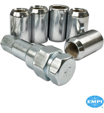 Zestaw nakrętek kół, chrom, 14 mm, mała średnica, 60º, do wszystkich felg 5x112, 5 sztuk 8160400818