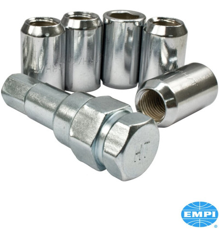 Zestaw nakrętek kół, chrom, 14 mm, mała średnica, 60º, do wszystkich felg 5x112, 5 sztuk
