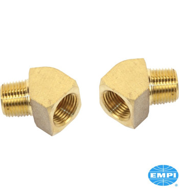 Hose fitting set for oil system,  45º 3/8 male with 3/8 female, 2 pieces