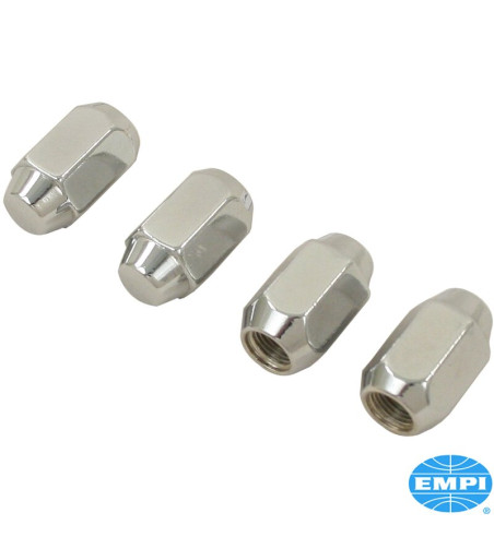 Lug nut set, chrome, 1/2x20, acorn 60º style, 4 pieces