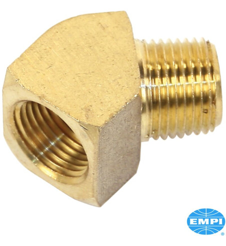 Hose fitting for oil system,  45º 3/8 male with 3/8 female