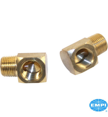 Hose fitting set for oil system, 90º, 3/8 male with 3/8 female, pack of 2