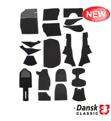 Carpet set, black plush material, 13 pieces