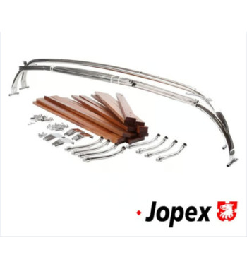 Roof luggage rack. Made of stainless steel and wood